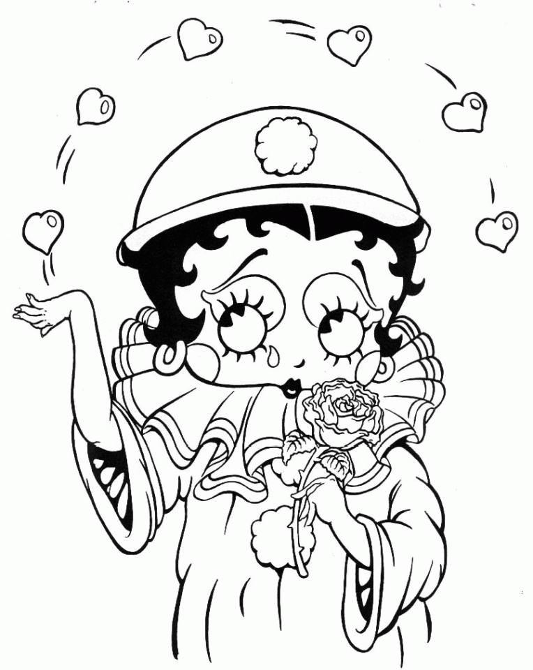 coloriage betty boop en arlequin